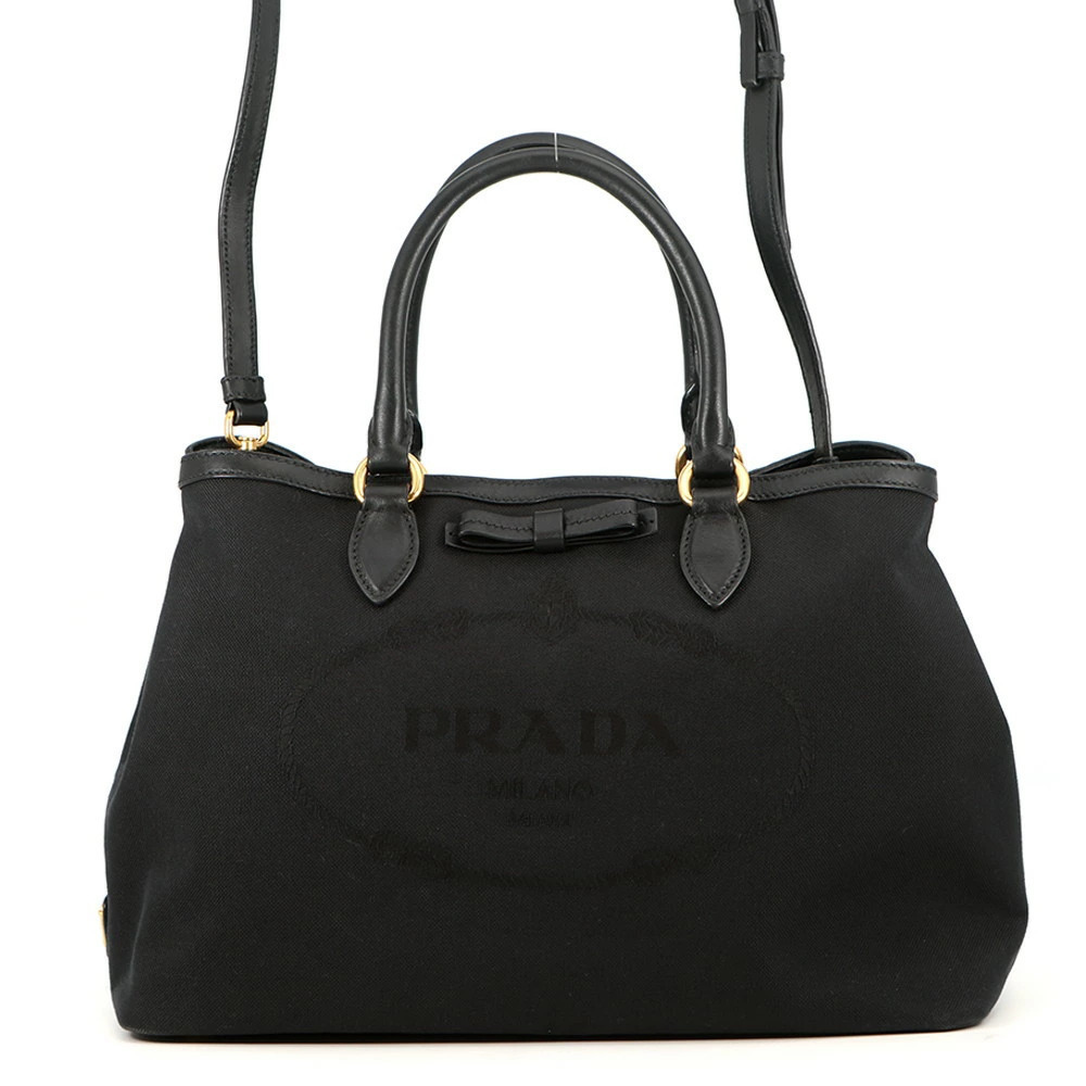 Prada Handbag jacquard canvas shoulder bag black